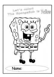 English Worksheet: lets colour - the sponge bob