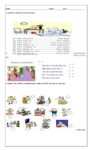 English Worksheet: Prepositions of Place/ Simple Present