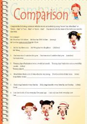 English Worksheet: Comparison worksheet - Part 2 (with answers on p2)