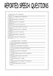 English Worksheet: Reported speech: Questions 