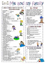 English Worksheet: ME AND MY FAMILY. DIFFERENT EXPRESSIONS AND EXERCISES
