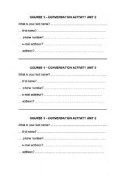 English Worksheet: conversation activity