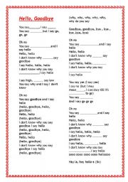 English Worksheet: song activity - Hello - Beatles