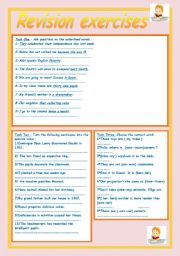 English Worksheet: gRAMMAR REVISION