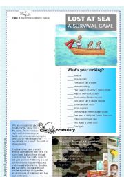 English Worksheet: Lost at sea - A survival game