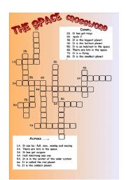 English Worksheet: SPACE CROSSWORD