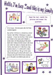 English Worksheet: Hello,I�m Lucy...and this my family.