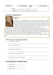 English Worksheet: test (music)