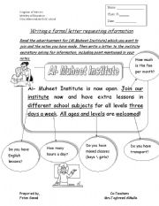 English Worksheet: writing a letter requesting information