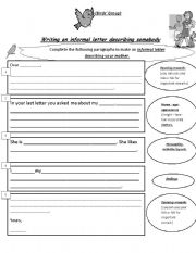 English Worksheet: writing a letter describing somebody