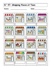 English Worksheet: WORKSHEET No 97:  SHOPPING PLACES AT TOWN