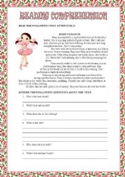 English Worksheet: READING COMPREHENSION - BORN TO DANCE