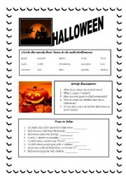 English Worksheet: The Halloween Story