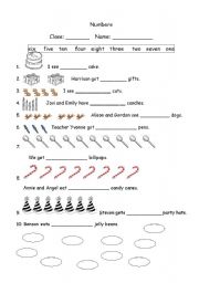 English Worksheet: Number Practice