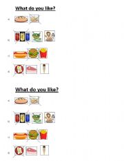 English worksheet: what do you like???