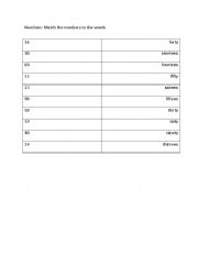 English worksheet: Numbers worksheet