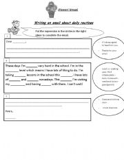 English Worksheet: email about daily routine