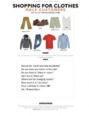 English Worksheet: Shopping for Clothes