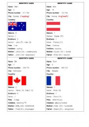 English Worksheet: identity card