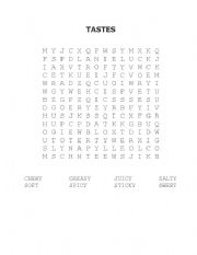 English Worksheet: TASTES word search