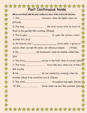 English Worksheet: past continuous tense