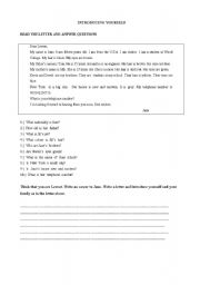 English Worksheet: Introducing yourself