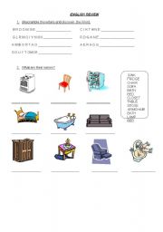 English worksheet: English review - House and Prepositions of place