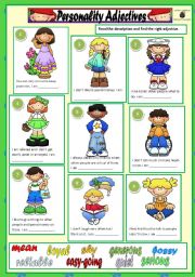 English Worksheet: PERSONALITY ADJECTIVES + KEY