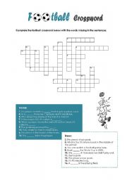 English Worksheet: Football Crossword