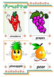 English Worksheet: fruits cards