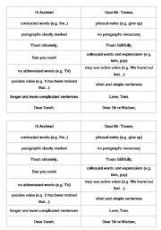 English Worksheet: Formal and Informal Letters Features