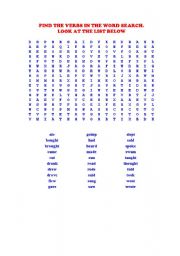 English worksheet: Verbs in past crossword puzzle and word search