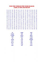 English Worksheet: Verbs in past crossword puzzle and word search