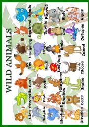 English Worksheet: Wild animals (pictionary)