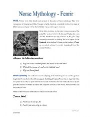English Worksheet: Norse Mythology - Fenrir