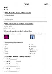 English worksheet: TEST FOR BEGINNERS