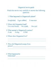 English Worksheet: Megamind Movie guide