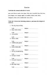 English worksheet: Subject&Verb