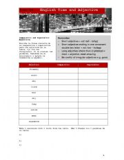 English Worksheet: English Time and Adjective Worksheet