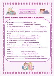 English Worksheet: degrees of adjectives