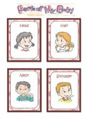 English Worksheet: Parts of the body - flashcards (1/2)