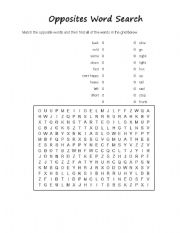 English worksheet: Opposites word search