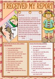 English Worksheet: I RECEIVED MY REPORT