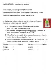 English worksheet: Martian Words