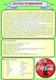 English Worksheet: COCA COLA: THE HAPPINESS FACTORY  