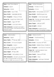 English Worksheet: Famous dead people ID cards( set 1)