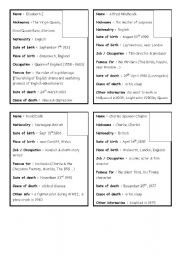 English Worksheet: Famous dead peoles ID cards (set 2)