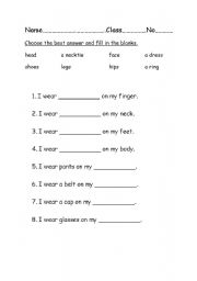 English Worksheet: My body
