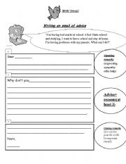 English Worksheet: writing an email of advice