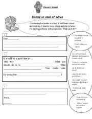 English Worksheet: writing an email of advice 